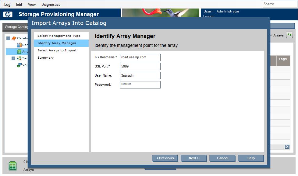 Select the appropriate management type from the Manage Array Using list. 4. Click the Next button. 5.