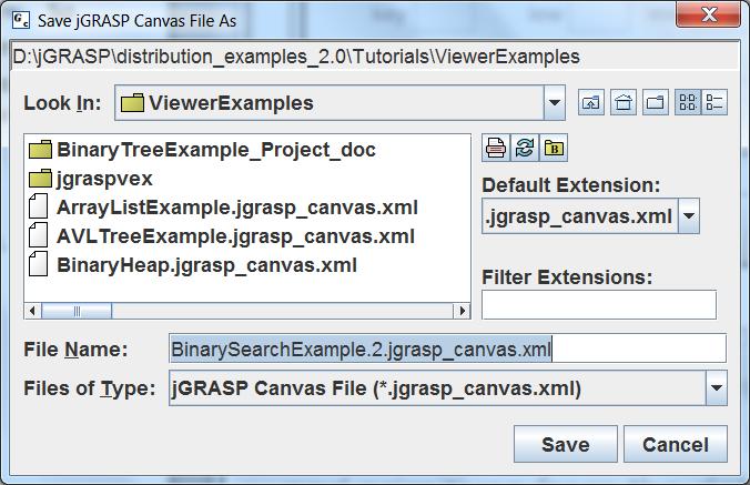 Figure 12-14. Save canvas dialog with default file name 12.4.3 Adding Variables to the New Canvas In order to add variables to the canvas, we need to be able to see them in the Variables tab of the Debug tab pane.