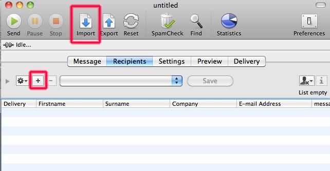 Recipients tab Recipients can be: Added manually by clicking on the plus symbol Imported from