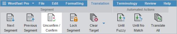 11. Translate Files SEGMENTS Clear All Targets To clear all content from the target segment: 1. On the TXLF Editor, click Clear Target > Clear All Targets on the Translation tab. 2.