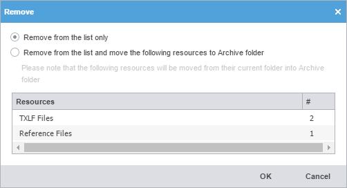 5. Projects 3. Add or remove the Target Language(s), if required and click OK. The project is modified and the project list is displayed. Remove Project To remove a project from the Projects tab: 1.