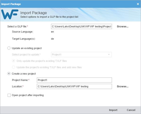 5. Projects Import Package Export Package PACKAGE FILES Import Package Using the Import Package option, a Package file can be imported into Pro. These are files exported from another Pro installation.