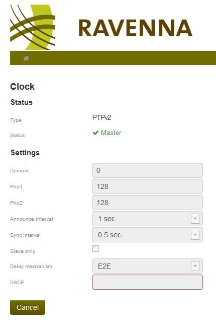 Clock Parameters Clock Parameters This page provides access to the clock settings (except for the RVSC implementation, where clock settings are accessed via the PTP status icon in the task bar.