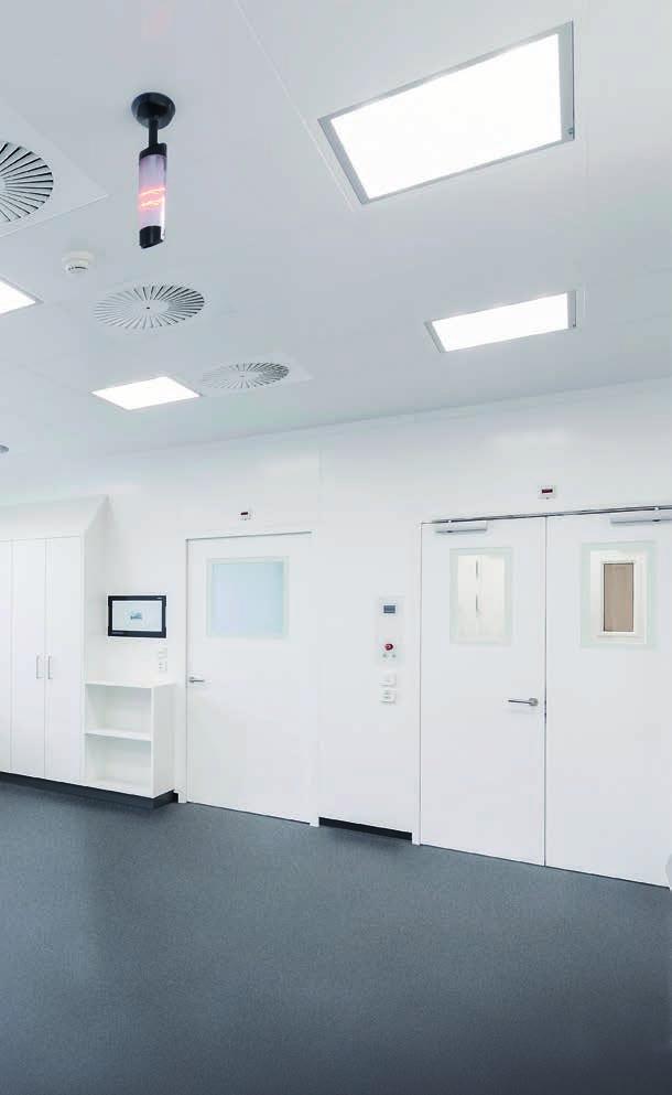 PHARMACY AND HEALTHCARE Wall systems Ceiling systems Door systems In addition to double walls made from powder-coated steel, and full glass systems, we offer sandwich wall systems with pre-coated