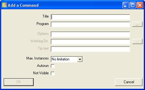 The "Modify a Command" button lets the descriptors of the commands to be changed.