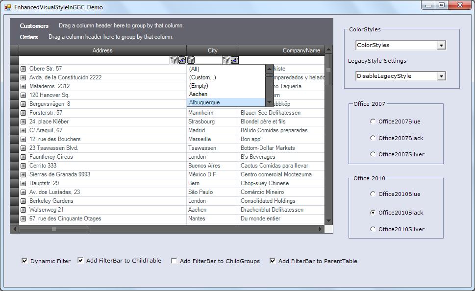 Windows Forms Essential Grid for Windows Forms Visual Styles This feature enables you to apply visual styles to a grid and its associated controls.