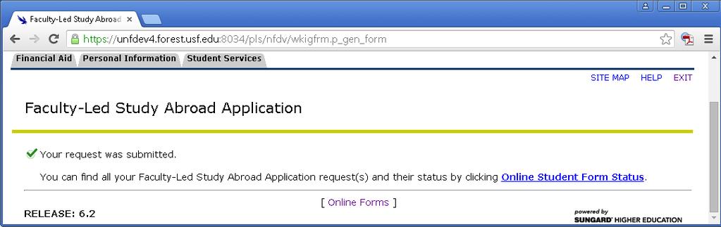 25. Application submission success page should appear. 26.