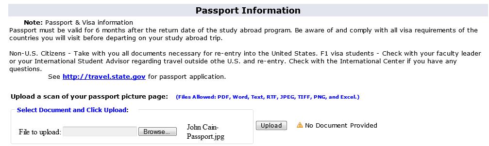 Submitting a copy of your current passport Once you have been admitted to the faculty-led study abroad program by your faculty leader or program advisor, you will receive an email notification to let