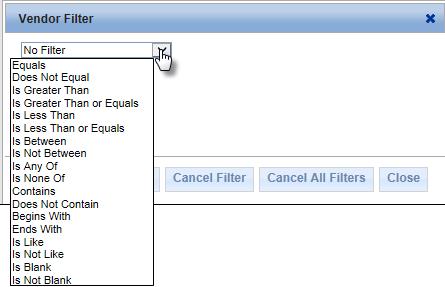 System Administrator 8 2. Click the drop-down to select the appropriate filter expression. 3.