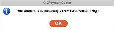 K12PaymentCenter.com District Admin User Manual 44 Click Save and it will search the database for a match.