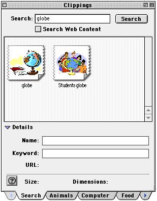 Clippings Web Search Select the Search Web Content box. Type in your keyword. FTP will launch and matched items will appear in the window. These items are NOT saved but only viewed on your palette.