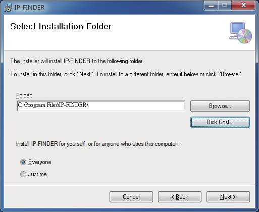 4. Confirm the directory that the program will be installed on.