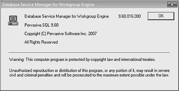 ERROR CODE 20 - RECORD MANAGER INACTIVE This error occurs when the Pervasive Database Engine is not running on the local machine or the server.