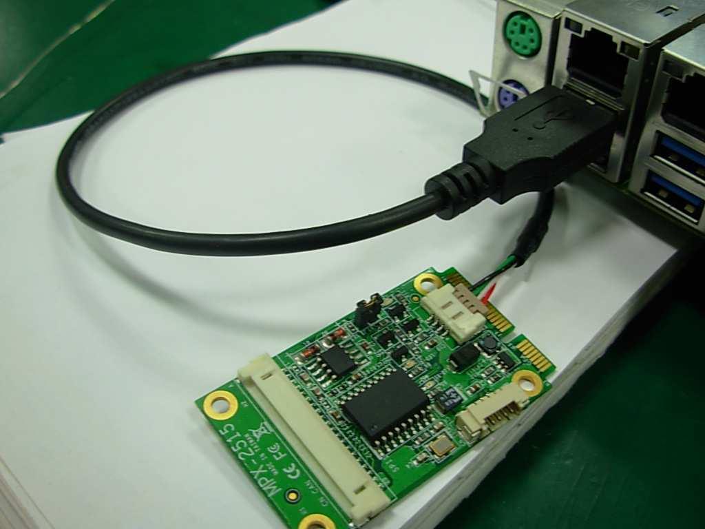 The following figures shows how you use OALUSB-H4-1 cable to connect MPX- 2515 card to a PC USB host.