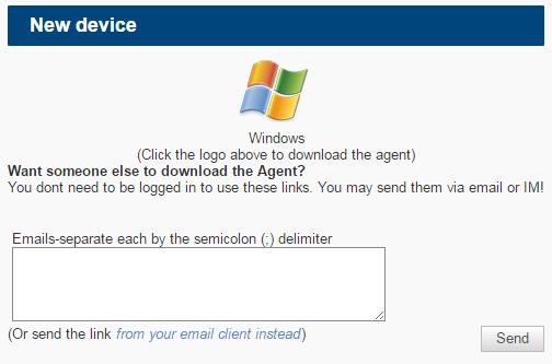 4. Click the logo to download the Agent. 5. Open the downloaded file and install the Agent. The installer is silent so you will not see any progress bar or indicator.