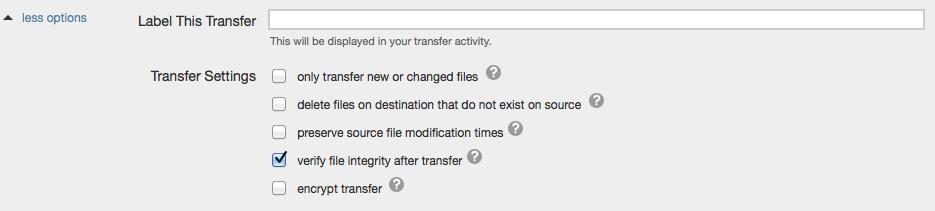 Data transfer: supported features Mirroring Options available to mimic rsync and/or mirroring transfer only new/changed files delete files on destination if don t exist on source Keep file dates