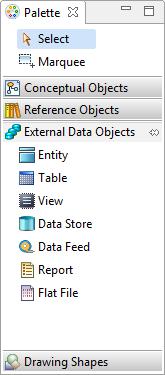 Once you create the reference object, you can then drag that object onto the Diagram View. A representative icon is placed in the diagram. You can then connect these objects to other objects.