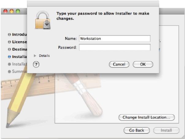 7. Authenticate with your computer administrator password and