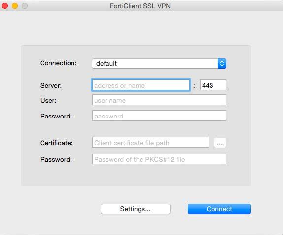 From the Applications folder, launch FortiClient SSL VPN. 2.