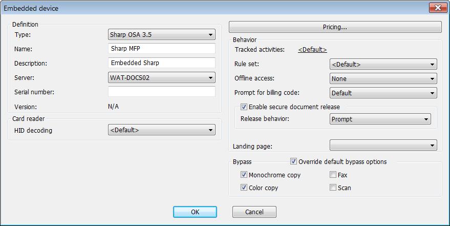 Enable Follow-You Printing for Sharp OSA2 MFPs To enable Follow-You Printing in on Sharp OSA2 MFPs, do the following: 1 Open System Manager and select Devices.