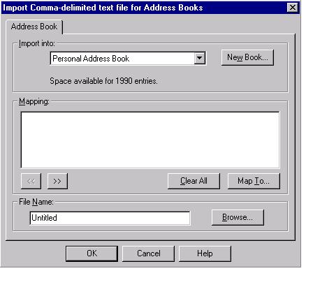 Importing data into an Address Book To import data into an Address Book: 1. Select the Address Book you want to import into using the drop-down list box. Click New Book to create a new Address Book.