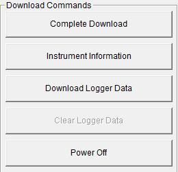 8. If you are going to download data manually, you can perform a complete download, download only the instrument information, or download only the data files by using the Download Commands.