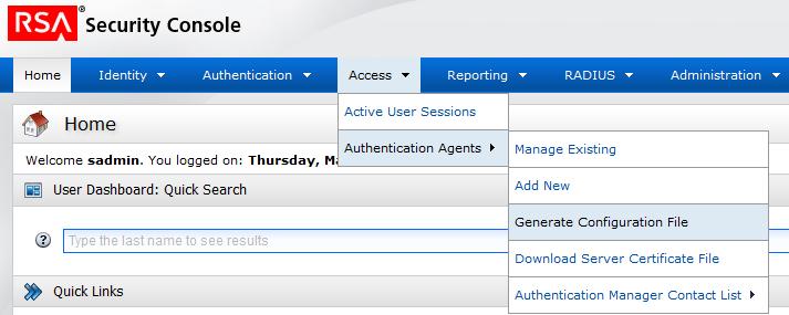 2 Export the Authentication Manager Configuration Before uploading the Authentication Manager configuration it needs
