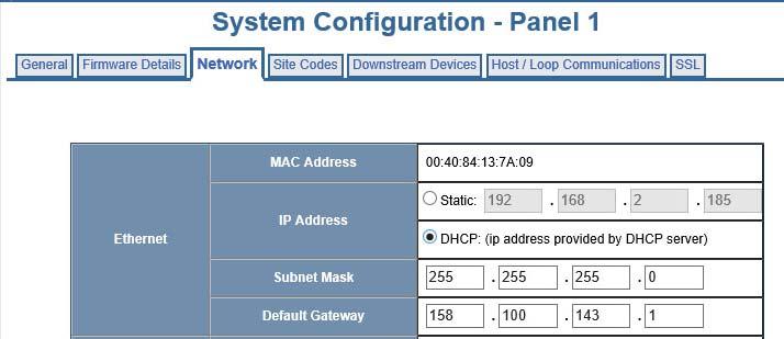APPENDIX D) Changing the DHCP/IP Address 1. From the landing page, click on Ethernet/USB in the Communications section. 2.