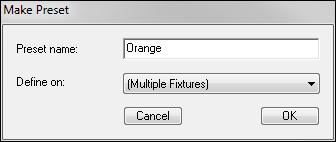 Using and making Presets A quick way to set parameters for your Fixtures is using the Preset menus (Image 20).
