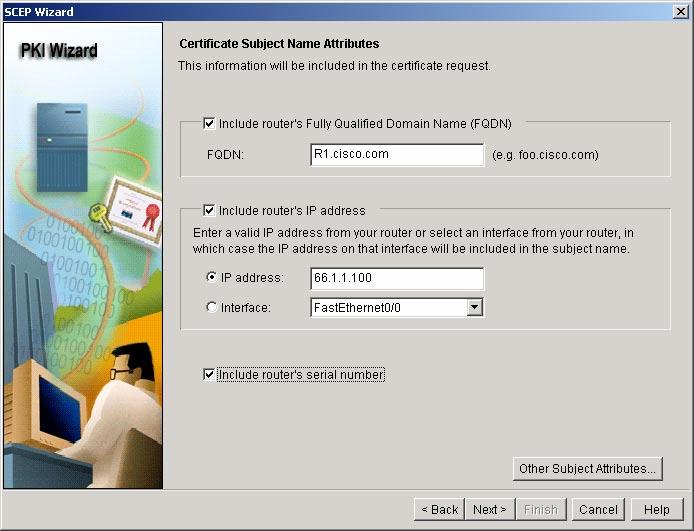 The specified certificate subject name attributes are included in the certificate request and placed in the certificate.