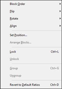 2. Open the Layout menu. 3. Do any of the following. To reposition overlapping blocks, click Block Order and select any of the available options.