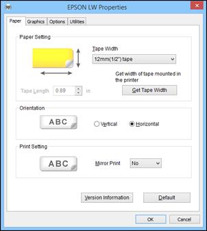 Label Editor Printer Settings The Printer Settings options let you adjust many label features as you print, including the orientation of text and mirror printing.