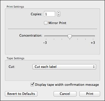 Printing Labels With Label Editor Lite When you have finished designing a label, you are ready to print. 1. Click the print icon. You see a window like this: 2. Select the number of copies. 3.