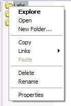 Explorer connector: Folder and Document Options Right click on folder allows manage folders Lock icon indicates document is