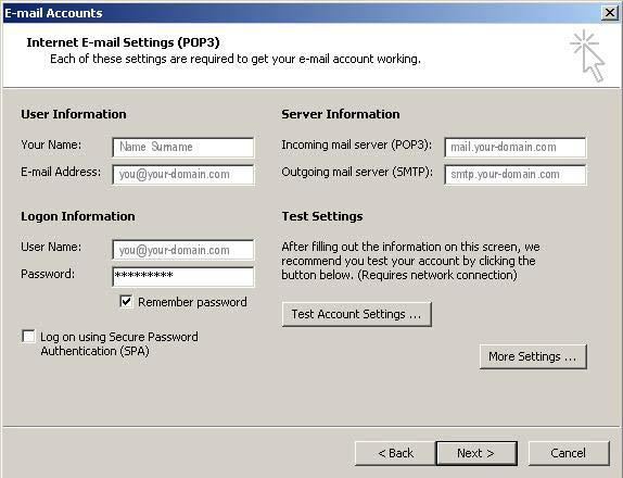 P age 34 Outgoing Server Settings 7. On the pop-up, select the Outgoing Server tab 8.
