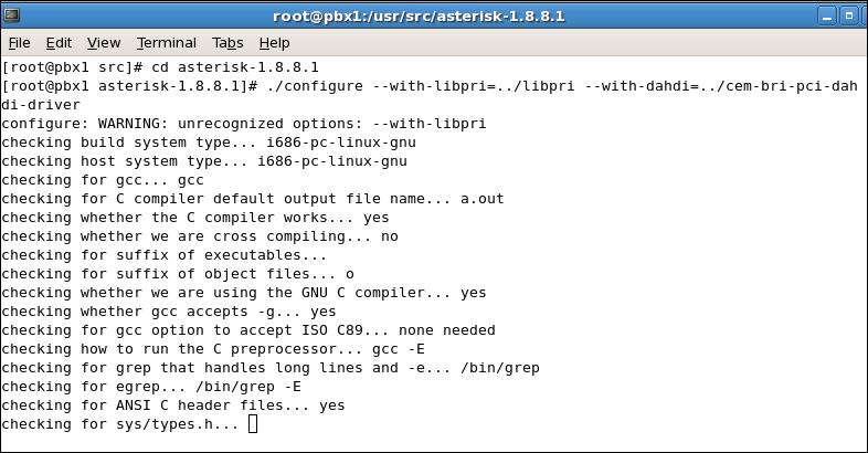 [root@srv1 asterisk-1.8.8.1]#./configure --withlibpri=../libpri with- dahdi=.