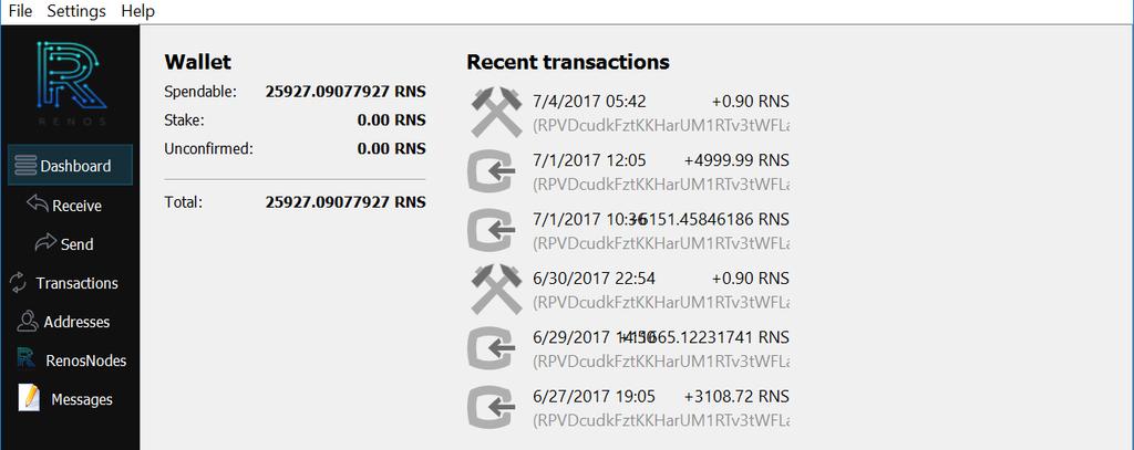 Complete setup of single RenosCoin wallet Start by completing the steps to setup a