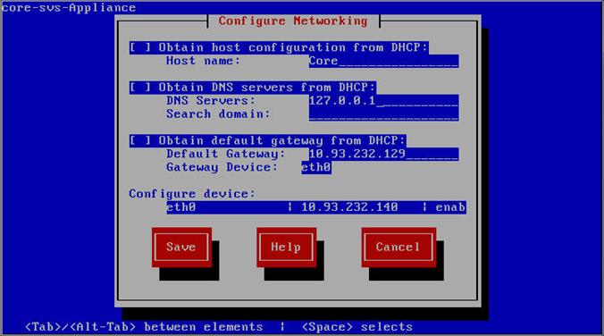 The default networking configuration is displayed.
