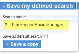 Creating and saving your own defined searches You can save the values that you selected in the search filters and any search filters you added as your own predefined search.