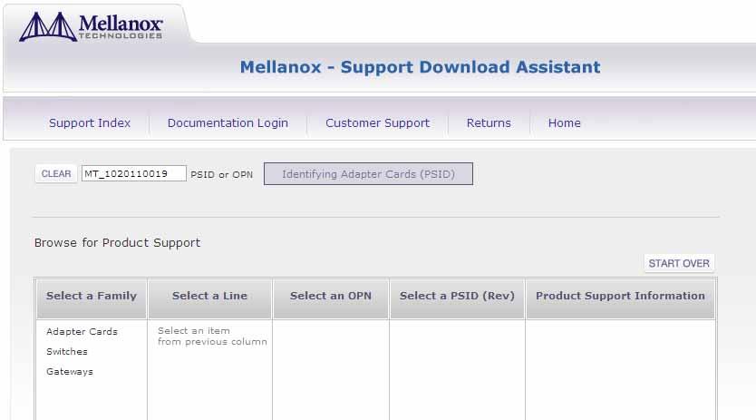Figure 9: Support Download Assistant 1. If a newer firmware version exists for your adapter card on the Web, update the firmware as follows: a.