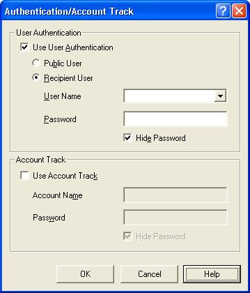 4 Application Software Select the Use User Authentication check box and the Recipient User radio button.