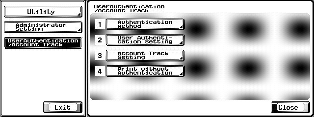 Administrator Operations 3 Touch [Authentication Method].