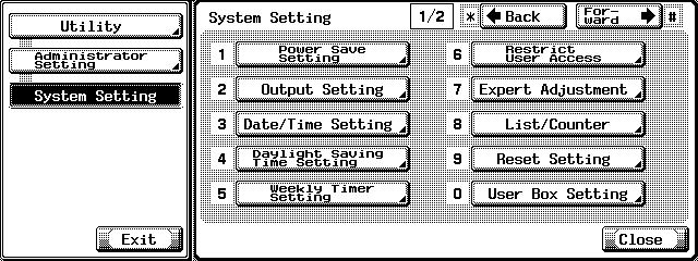 Administrator Operations Touch [System Setting]. 3 Touch [Reset Setting].