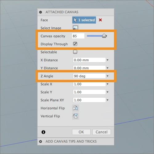 3 / 17 Step 2: Adjust canvas settings 1. If necessary, rotate the canvas 90 degrees to orient it properly. 2. Lower the opacity to 85. 3.