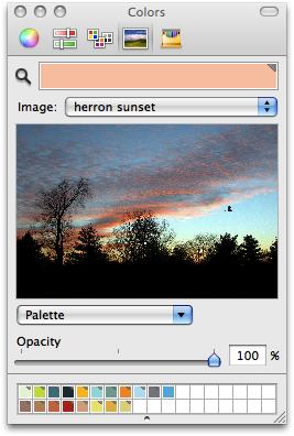 To Use the Image Palette: The fourth icon opens the Image Palettes. The Spectrum Palette is loaded by default, but you aren't limited to it.