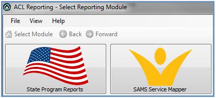 5.) After you have logged into the application, you will be presented with the Select Reporting Module screen: If you are creating an Agency Level or State Level Report, select the