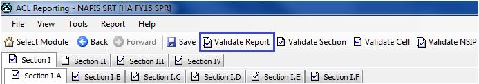 1.) Open an existing report. 2.) Click Validate Report on the toolbar. 3.