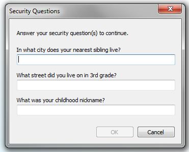 prompted to respond to your previously established security questions.