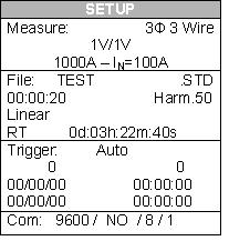 4.5 Setup screen In the setup screen, the key recording parameters are displayed to let the user know how the analyzer has been setup for data collection.