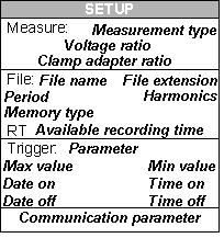 The following information is displayed on this screen: Measurement type: This determines what information will be displayed in the table view screen, and what measurements may be taken during data